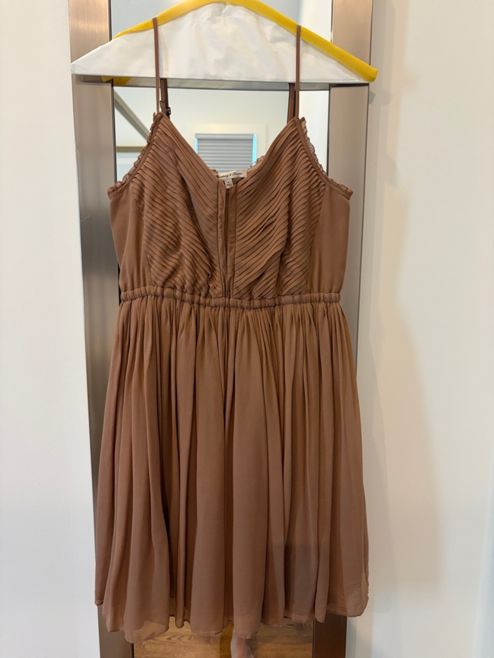 Taupe Chiffon Spaghetti-Strap Dress
